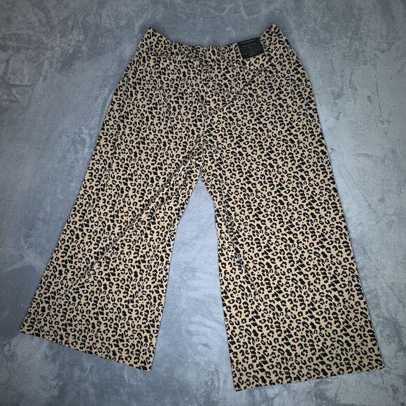 Banana Republic Sz M Women’s Pants Leopard Animal Print Wide Leg Cropped Pockets - Picture 9 of 13
